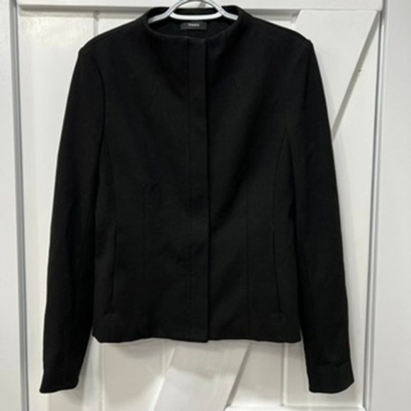 Theory Jackets & Blazers - Theory Womens Blazer Jacket Small Black Full Zip Motto Career Minimal Academic